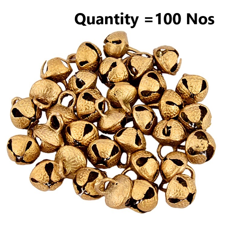 UAPAN Brass Ghungroo Anklets Bells 2.5 cm size loose beads (100 Nos, Big2.5 cm size)