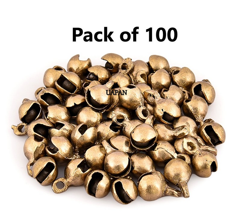 UAPAN Brass Sattriya Ghungroo Ankle Bells loose beads for kathak and satriya(pack of 100, 9mm)