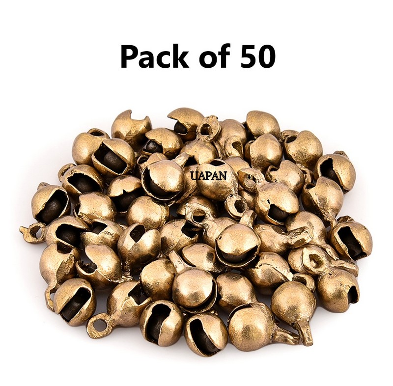 UAPAN Brass Sattriya Ghungroo Ankle Bells loose beads for kathak and Satriya(pack of 50, 9mm)