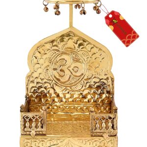 UAPAN Brass God Singhasan Rectangle Shape Temple Krishna Laddu Gopal Kanha Laxmi Ganesh Brass Pooja Chowki (extra Large)