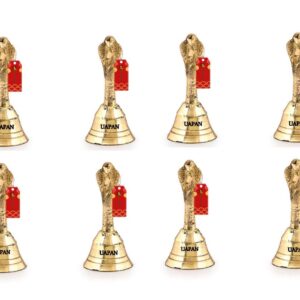 UAPAN Brass Nagpari Garun Bell | Ghanti, 2.5 inch, Pack of 8, Gold, Traditional Temple Bells