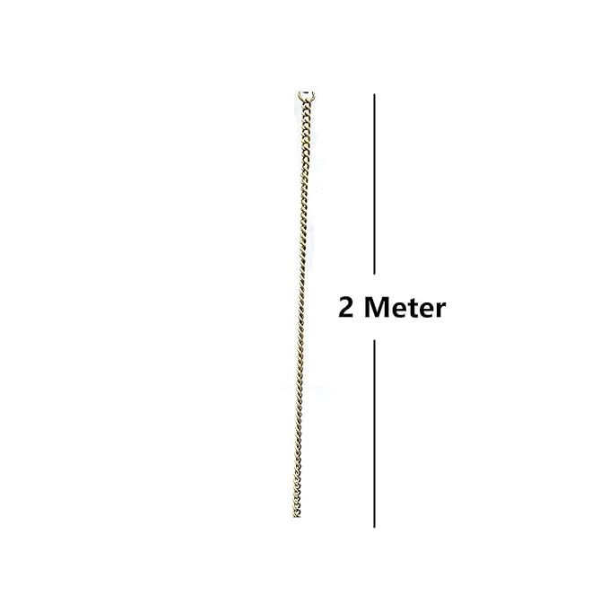 UAPAN Brass Chain for Hanging Bell Diya with S hook I 2 meter thick chain I Gold I For Temple, Door Entrance, Decor