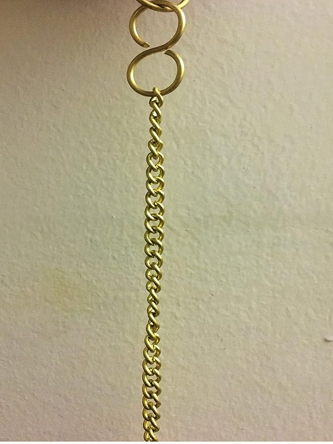 UAPAN Brass Chain for Hanging Bell Diya with S hook I 2 meter thick chain I Gold I For Temple, Door Entrance, Decor