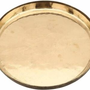 UAPAN Metalcraft Brass thali |Dinner Plate |Pooja thali | Phool Design| (11 inch) (11 Inch)